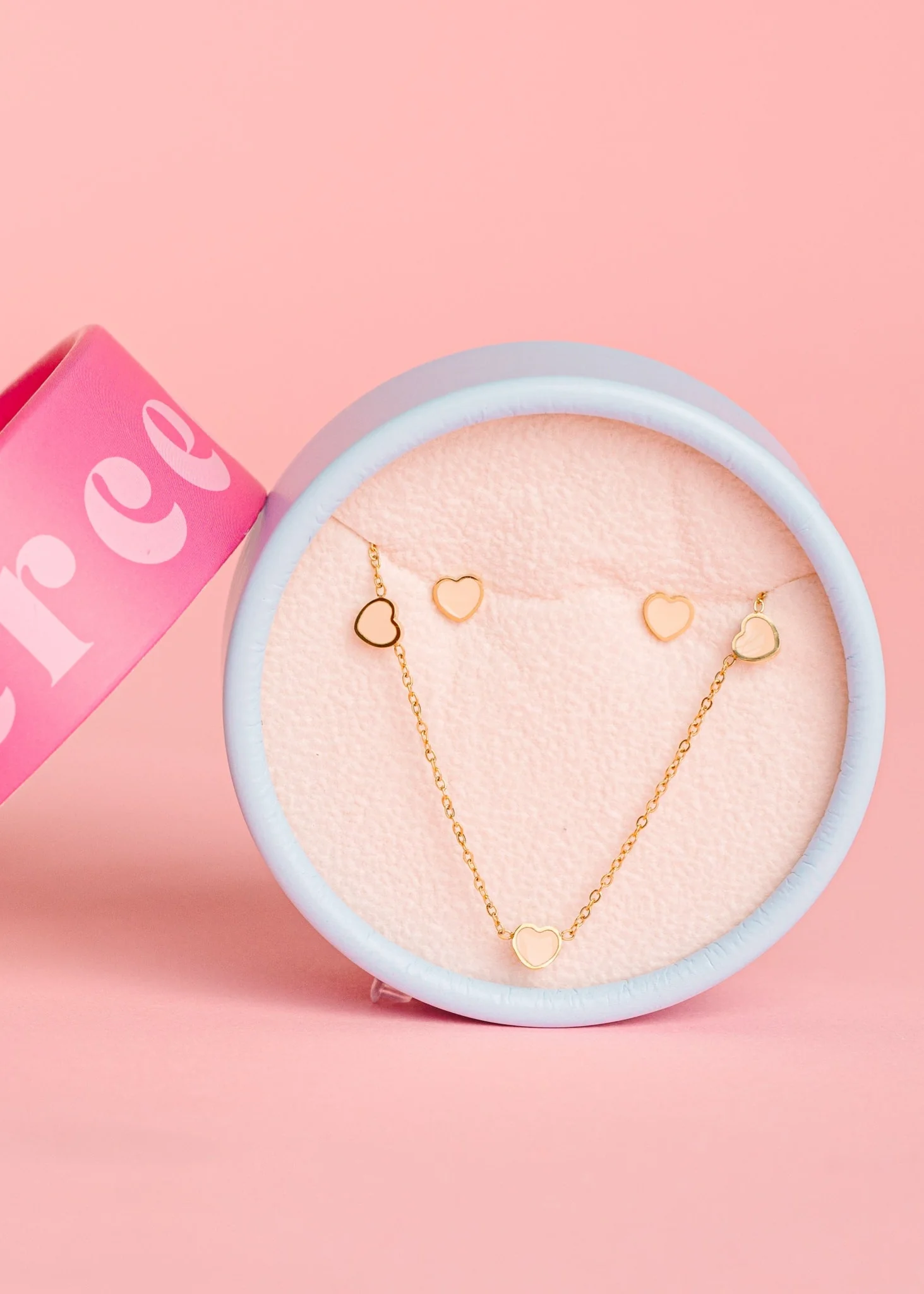 Peachy Heart Necklace/Earring Set
